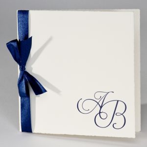 Oud-Hollandse trouwkaart met blauw lint