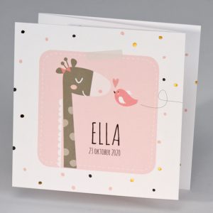 Drieluik giraf met vrolijke stipjes - roze