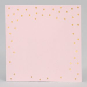 Borrelkaartje roze met gouden confetti