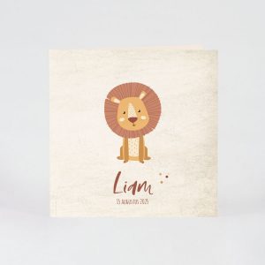 Geboortekaart lieve leeuw in terra en oker