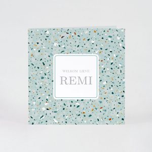Geboortekaart terrazzo blauw