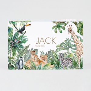 Geboortekaart met vrolijke jungledieren