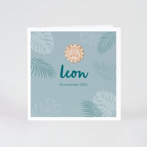 Mix and match geboortekaart junglethema - petrol