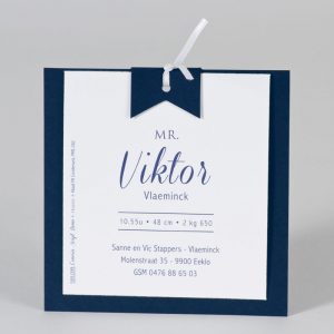 Geboortekaart donkerblauw overhemdje