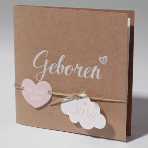 Geboortekaartje hart en wolkje