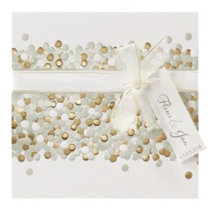 Uitnodiging chic met confetti effect met lint en label